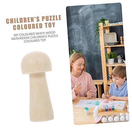 VILLCASE 10 Pcs Wood Mushroom Unfinished Wooden Toys Mini Figure playset Kids car Toys Kids Painting Wood kit Mini Wooden Mushrooms Fairy Toy Wooden VILLCASE