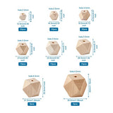 Craftdady 145pcs Unfinished Geometric Wood Spacer Beads Unpainted Natural Wood Faceted Polygon Loose Beads 8 Sizes for Craft Jewelry Making Home Craftdady