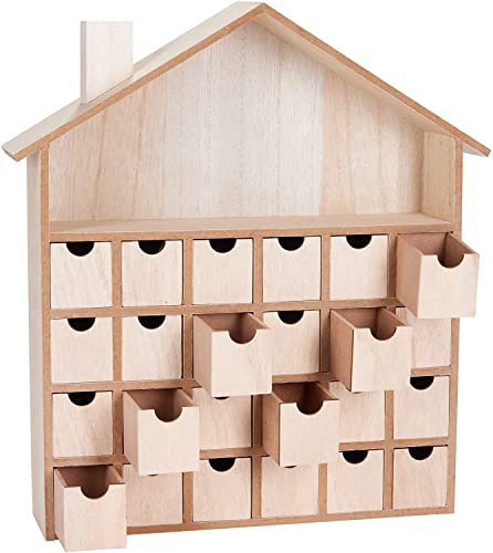 BRUBAKER Wooden Advent Calendar to Fill with 24 Drawers - DIY Unfinished Christmas Calendar for Painting, Crafting and Self-Design - Christmas House BRUBAKER