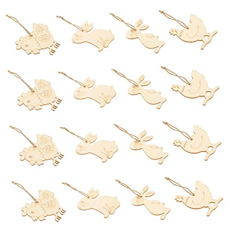 Happyyami 40pcs Easter Decoration Home Accessories Easter Bunny Adornment Unfinished Bunny Cutouts Bunny Pendant Home Decoration Rabbit Shaped Happyyami