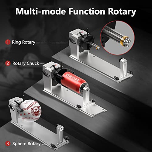 ORTUR YRC1.0, Y-axis Rotary Chuck for Most Laser Engravers, Jaw Chuck Rotary, Y-axis Rotary Roller Engraving Module for Engraving Cylindrical Ortur
