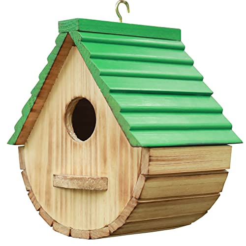 STARSWR Bird House,Outdoor Birdhouse, Natural Wooden Bird Houses for Outside Clearance Bluebird Finch Cardinals Hanging Bird Box Garden Viewing STARSWR