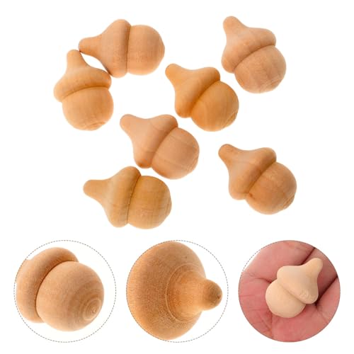 Acorns Tray for Crafts Unfinished Art bin Bowls Real Driftwood Sensory supplies-20 Pcs Wooden Acorns Unfinished Doll DIY Crafts Wooden Peg Doll Home Amosfun