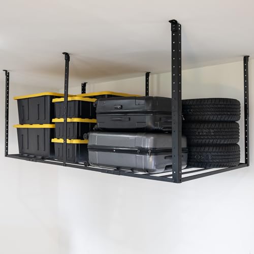 StoreYourBoard 4 x 8 Garage Storage Rack, Ceiling Shelf Overhead Organization, Heavy Duty Steel Platform Holds 700 lbs, 96 in. x 48 in. x 40 in. - WoodArtSupply