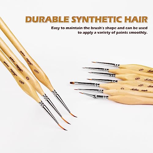 Miniature Paint Brushes,10pcs Micro Detail Paint Brush Set，Small Thin Paintbrush for Acrylic, Watercolor, Oil, Craft, Models, Warhammer 40k Line golden maple