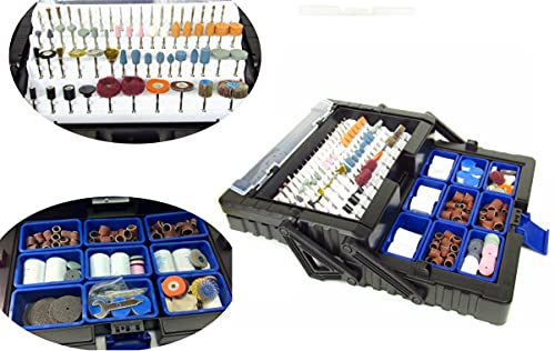 LINE10 Tools 500pc Rotary Tool Accessories Attachments Kit in Cantilever Storage Organizer Case Box Set LINE10 Tools