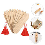 LALAFINA 30 Sets Wooden Blank Bookmark Unfinished Wood Tags Wooden Craft Bookmark Blank Bookmark with Holes Bamboo Gift Tags Wood Gift Tag Reading LALAFINA