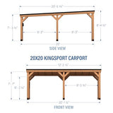 Backyard Discovery Kingsport 20 ft. x 20 ft. All Cedar Wooden Carport Gazebo with Hard Top Steel Roof Backyard Discovery