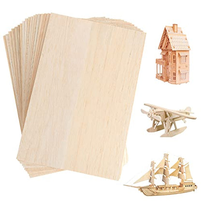 20 Pack Balsa Wood Sheets, 8”x12”x1/16”, Thin Natural Unfinished Wood for Crafts, Hobby, Model Making, Wood Burning and Laser Projects, School