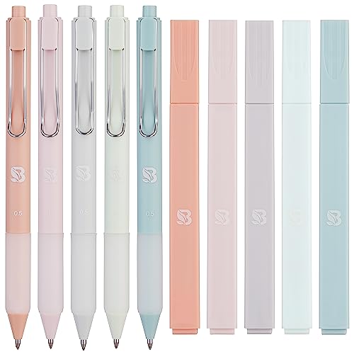 BLIEVE - Aesthetic Highlighters and Gel Pens With Soft Ink And Tip, No Bleed Dry Fast Easy to Hold, for Bible Journaling Planner Notes School Office - WoodArtSupply