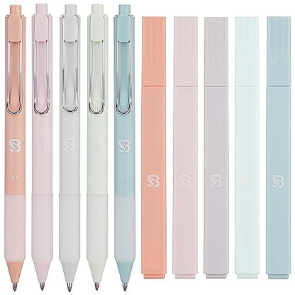 BLIEVE - Aesthetic Highlighters and Gel Pens With Soft Ink And Tip, No Bleed Dry Fast Easy to Hold, for Bible Journaling Planner Notes School Office - WoodArtSupply