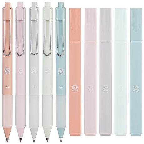BLIEVE - Aesthetic Highlighters and Gel Pens With Soft Ink And Tip, No Bleed Dry Fast Easy to Hold, for Bible Journaling Planner Notes School Office BLIEVE
