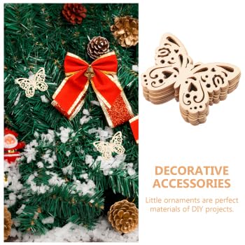 EXCEART 10pcs Unfinished Wooden Cutouts Butterfly Wood Slice Shapes Pieces Wood Discs for DIY Crafts Confetti Hanging Ornaments Table Scatter EXCEART