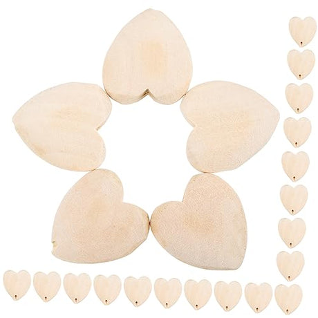 KALLORY 25pcs Jewelry Making Beads Heart Loose Beads Valentine Day Heart Beads Decoration Heart Shaped Beads for Crafts Unfinished Loose Beads Wood KALLORY