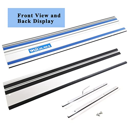 110" Track Saw Guide Rail 194368-5 71387 Joining Set for Makita and Festool Plunge Saw, Includes 2x55" Aluminum Extruded Guide Rails and 2 Connectors WOUILNIA