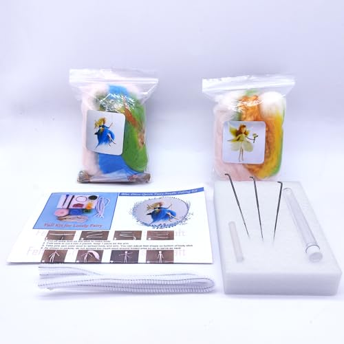 2 Elves Needle Felting Kits 6INCH Friendly Instruction DIY Craft Kit for Beginners - WoodArtSupply