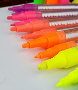 14 Pack Neon UV Fluorescent Acrylic Paint Pens, Double Pack of Both Extra Fine and Medium Tip Paint Markers, for Rock Painting, Mug, Ceramic, Glass, ArtShip Design