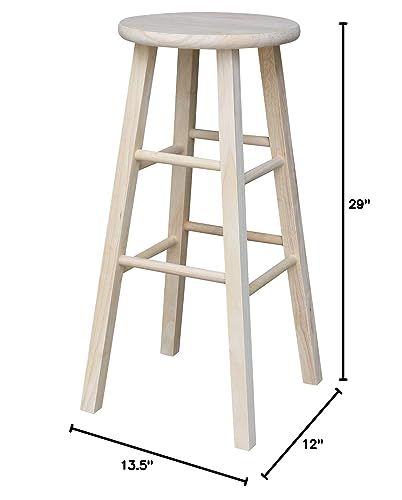 IC International Concepts International Concepts Round Top Stool-29 Seat Height, Unfinished Stool, 29-inch IC International Concepts