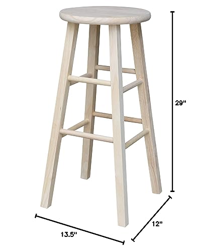 IC International Concepts International Concepts Round Top Stool-29 Seat Height, Unfinished Stool, 29-inch