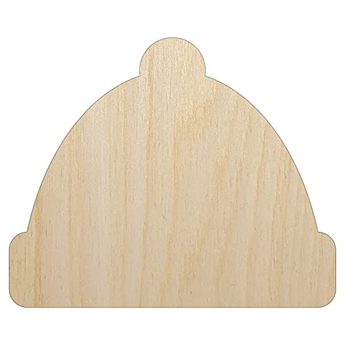 Beanie Winter Hat Unfinished Wood Shape Piece Cutout for DIY Craft Projects - 1/4 Inch Thick - 6.25 Inch Size - WoodArtSupply