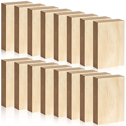 16 Pack Unfinished Wood Blocks for Crafts, 5 X 3 X 1 Inch MDF Wood Board Wooden Rectangle Blocks Craft Panels for Art and Crafts, Engraving, Aweyka
