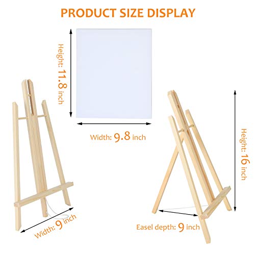 Easel & Canvas Sets 52 Pcs Painting Supplies(4 PCS Easels+4 PCS Canvases+ 40 PCS Brushes+4 PCS Palettes)16 Inch Tabletop Easel Wooden Art Easel for ZaHi