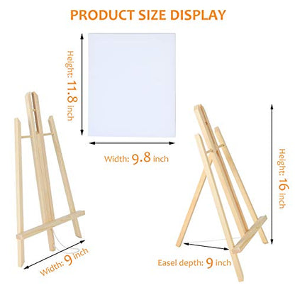 Easel & Canvas Sets 52 Pcs Painting Supplies(4 PCS Easels+4 PCS Canvases+ 40 PCS Brushes+4 PCS Palettes)16 Inch Tabletop Easel Wooden Art Easel for - WoodArtSupply