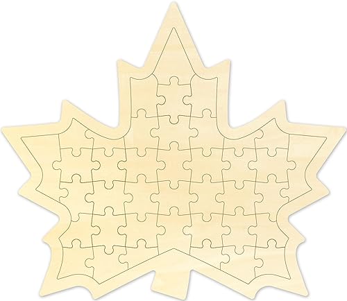 Blank Puzzle Maple Shape with 40 Pieces to Draw on, Make Your Own Fall Leaf Puzzle, Blank Wooden Jigsaw Puzzles with Puzzle Tray for Crafts & DIY,