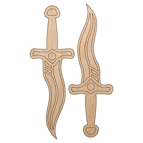 Daggers and Knives for a Thief or Rogue Unfinished Wood Shape Piece Cutout for DIY Craft Projects - 1/8 Inch Thick - 4.70 Inch Size Sniggle Sloth