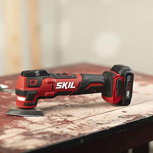 SKIL PWRCore 12 Brushless 12V Oscillating Tool Kit with 40pcs Accessories, Includes 2.0Ah Lithium Battery and PWRJump Charger - OS592702, Red - WoodArtSupply