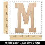 Letter M Uppercase Cute Typewriter Font Unfinished Craft Wood Holiday Christmas Tree DIY Pre-Drilled Ornament Sniggle Sloth