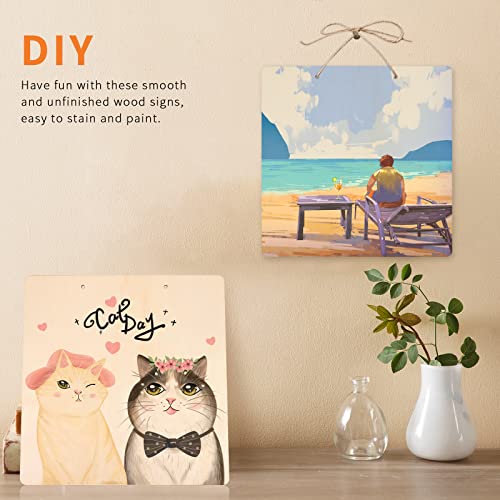 FSWCCK 7 Pieces 12 Inch Blank Wood Squares for Crafts, Unfinished Wood Squares Wooden Cutouts for DIY Crafts, Door Hanger, Sign, Wood Burning, FSWCCK