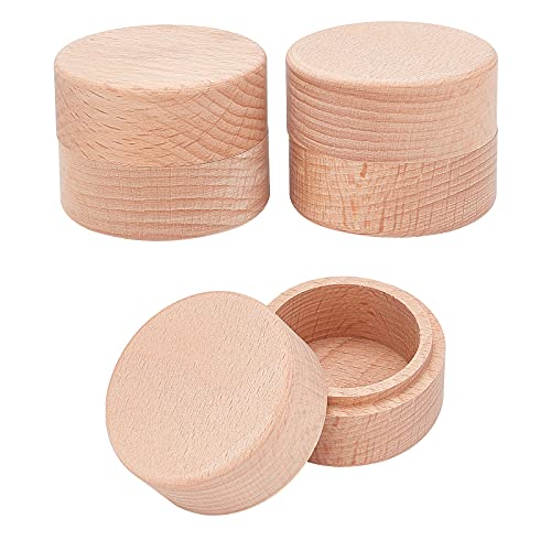 FINGERINSPIRE 3pcs 2x1.6 Inch Mini Round Wooden Box Small Storage Wooden Box Wedding Ring Jewelry Boxes DIY Storage Trinket Bearer Container Case - WoodArtSupply