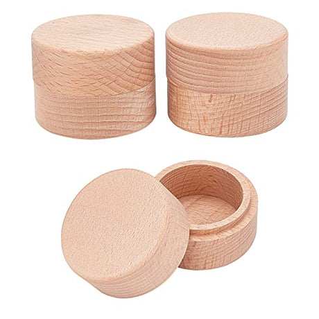 FINGERINSPIRE 3pcs 2x1.6 Inch Mini Round Wooden Box Small Storage Wooden Box Wedding Ring Jewelry Boxes DIY Storage Trinket Bearer Container Case FINGERINSPIRE