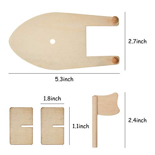 Gejoy 8 Pieces DIY Wooden Sailboat Rubber Band Paddle Boat Paint and Decorate Wooden Sailboat for Birthday Carnival Party DIY Craft Gejoy