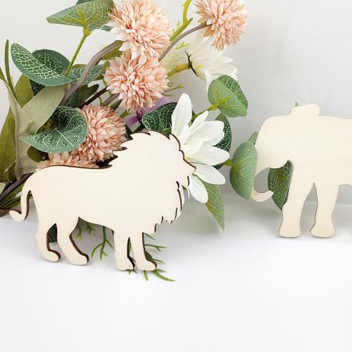30 Pack Unfinished Wood Animal Cutouts Jungle Animal Crafts Wood