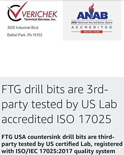 FTG USA Countersink Drill Bit Set 5 Pc Countersink Drill Bit #4#6#8#10#12 Tapered Drill Bits for Woodworking with Improved Countersink Connection - WoodArtSupply