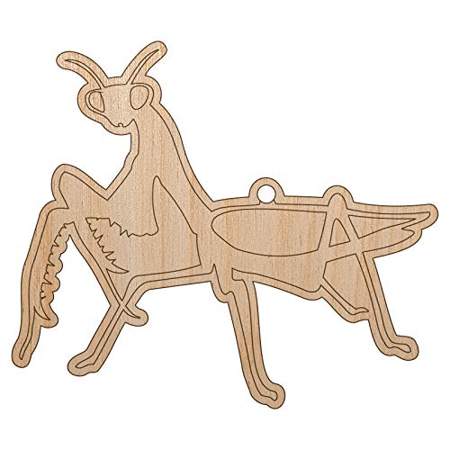 Praying Mantis Insect Unfinished Craft Wood Holiday Christmas Tree DIY Pre-Drilled Ornament Sniggle Sloth
