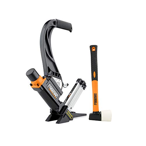 Freeman P50LSLW Lightweight Pneumatic 2-in-1 15.5-Gauge and 16-Gauge 2" Flooring Nailer / Stapler with Flooring Mallet and Interchangeable Base - WoodArtSupply