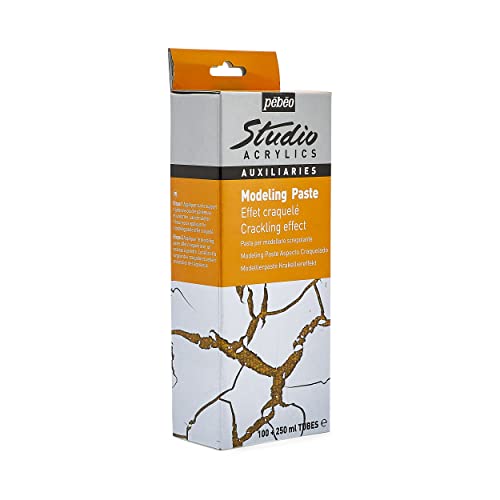 Pebeo Phase Kit-2 Tubes 100 ml + 250 ml Studio Acrylics Modelling Paste Crackled Effect White, Small Pebeo