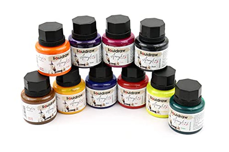 Liquidraw Acrylic Inks for Artists Set of 10 Ink Set 35ml Professional for Painting, Drawing, Paints, Art, Brushes Liquidraw