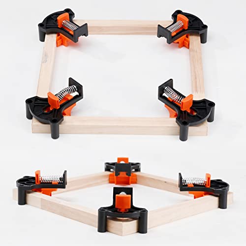 60/90/120 Degree Multi Angle Pro Corner Clamp for Woodworking Set of 4, Adjustable Spring Loaded Right Clamp Tools, Carson Carpentry, Frame Cabinet