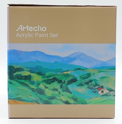 Artecho Professional Acrylic Paint Set, 20 Primary Colors (120ml / 4.05oz) Tubes, Art Craft Paints for Canvas, Rock, Stone, Wood, Fabric, Art Artecho