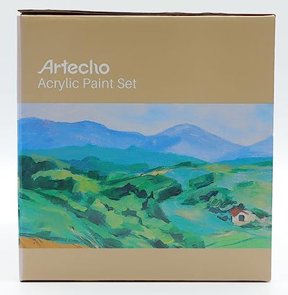 Artecho Professional Acrylic Paint Set, 20 Primary Colors (120ml / 4.05oz) Tubes, Art Craft Paints for Canvas, Rock, Stone, Wood, Fabric, Art - WoodArtSupply