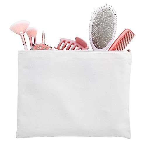 DIY Blank Canvas Cosmetic Makeup Zipper Bag (11 x 9 in, 6 Pack)