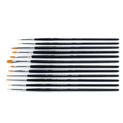 Transon 12pcs Small Detail Miniature Model Painting Brush Set Suitable for Acrylic Watercolor Gaouche Oil Painting - WoodArtSupply