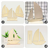 EXCEART Ocean Decor Kids Beach Toys 10Pcs Unfinished Wooden Boat Cutout, Wood Boat Ship Decoration to Paint for Arts Crafts DIY Projects Home Party EXCEART