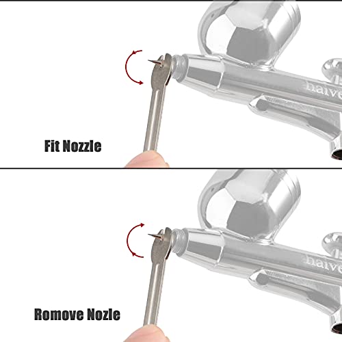SAGUD Airbrush Kit 0.3mm Dual-Action Air Brush Gun with Extra 0.2mm & 0.5mm Nozzles Needle Air Caps and Quick Release Disconnect Coupler SAGUD