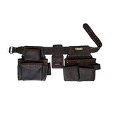 OX Tools Pro 4 Piece Carpenter Tool Belt, Construction Rig, Leather Tool Belt with Two Pouches, Hammer Holder, Tape Measure Pocket, Adjustable OX Tools