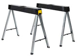 STANLEY Folding Work Bench Saw Horse Twin Pack, Heavy Duty Metal Leg with Side Latch, 1-97-475 Stanley